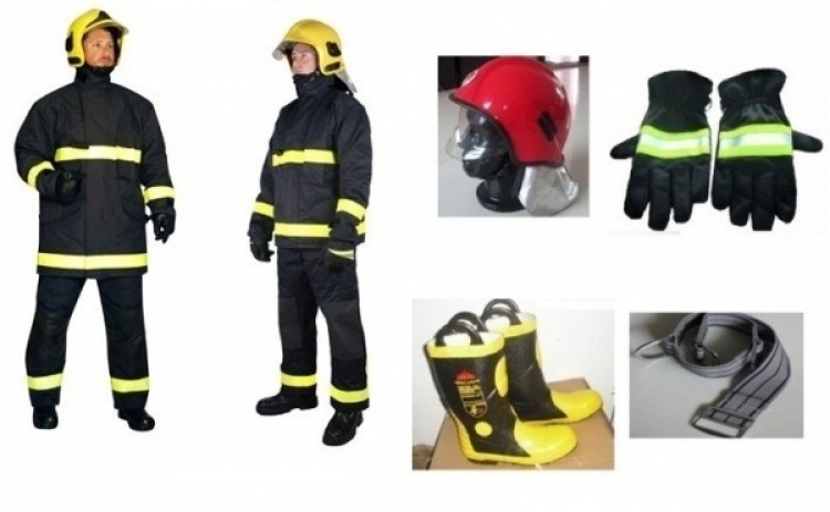Bộ quần áo chữa cháy 5 món dùng cho lính cứu hỏa màu xanh đen thông tư 56