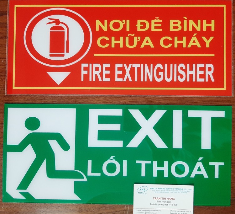 BẢNG MICA CẤM LỬA, NƠI ĐỂ BÌNH CHỮA CHÁY , BẢNG EXIT, CẤM HÚT THUỐC